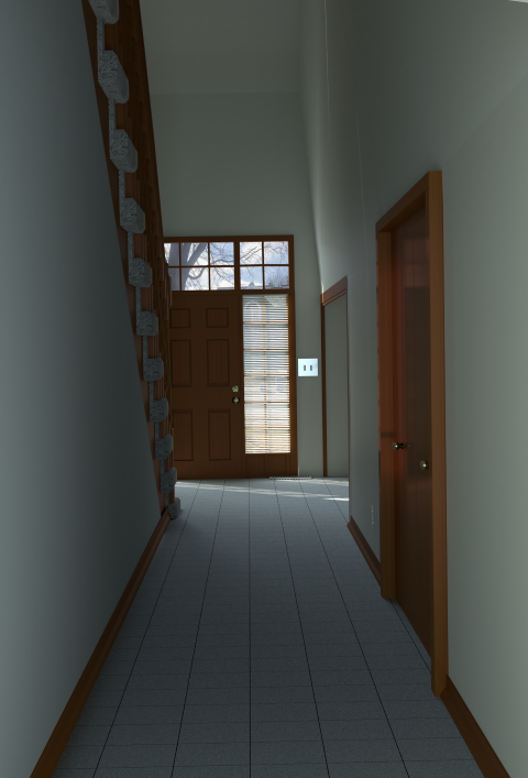 A Hallway With A Front Door